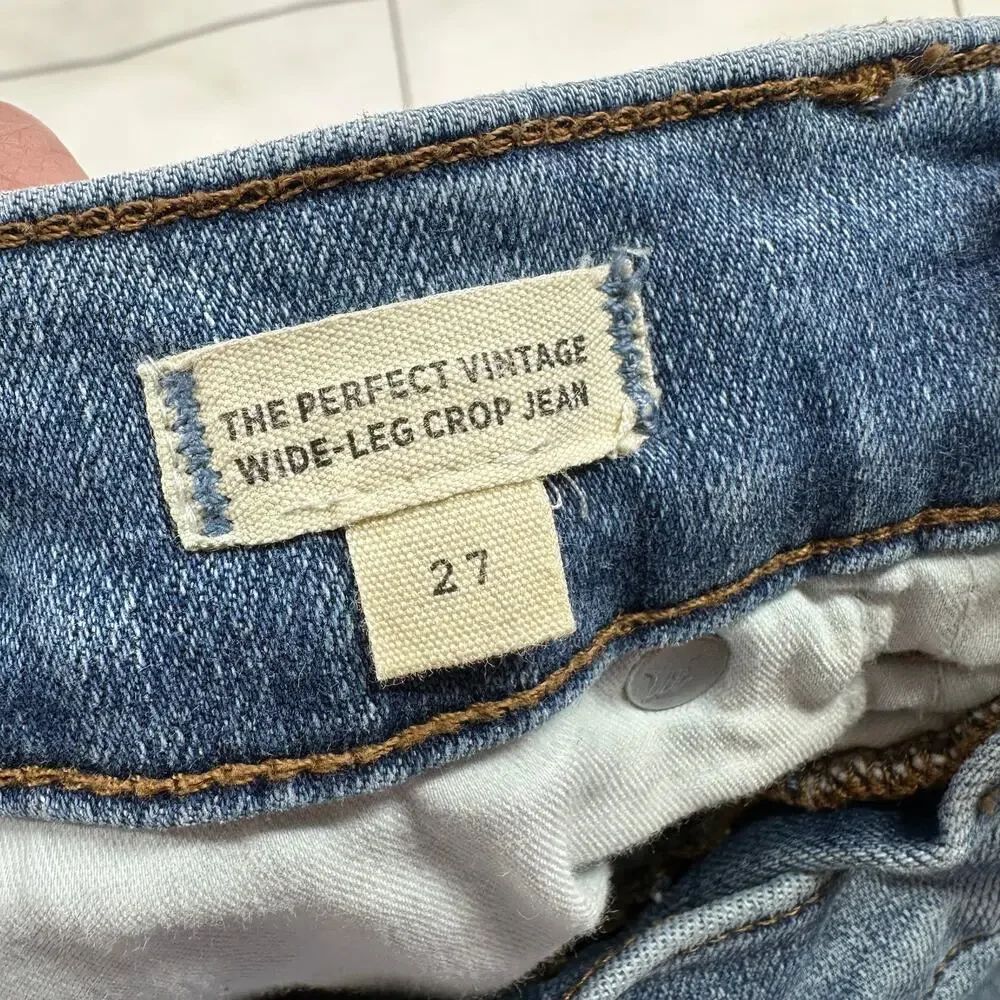 Madewell Jeans Womens 27 Blue Perfect Vintage Wide Leg Crop Medium Wash Denim